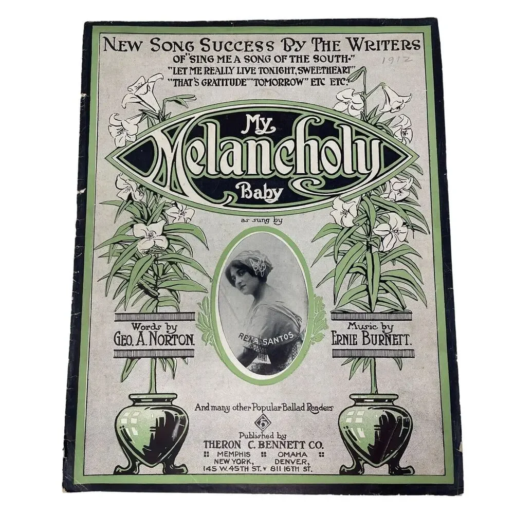 Melancholy Baby Sheet Music 1912 Geo A Norton‎ Ernie Burnett